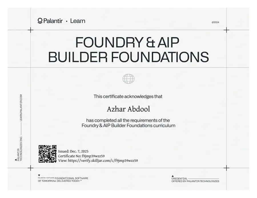 Genuine Palantir document for Foundry & AIP Builder Foundations, privacy-reviewed copy