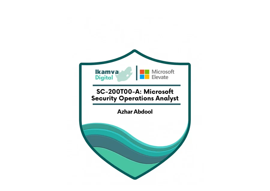 Genuine Ikamva Digital / Microsoft course evidence document for SC-200T00-A: Microsoft Security Operations Analyst, privacy-reviewed copy
